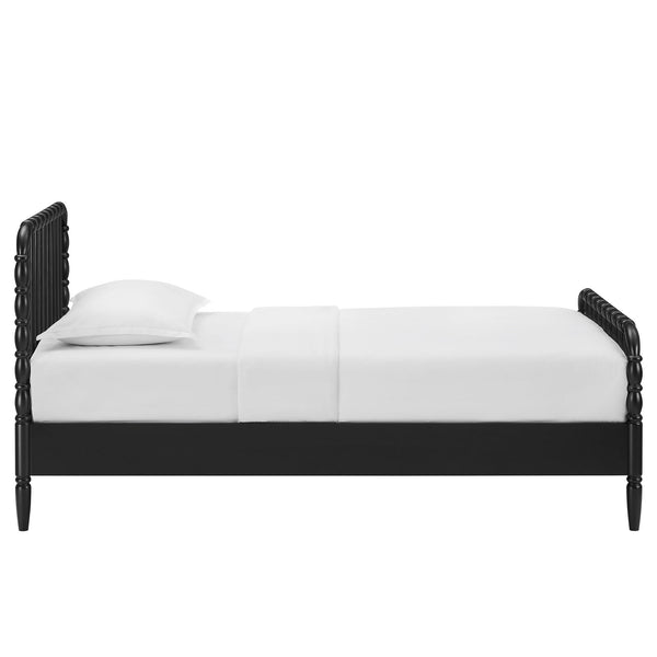 Modway Furniture Arlette Solid Rubberwood Spindle Twin Bed Turned Posts Cottage Farmhouse Bedroom Frame Black MOD-7359-BLK