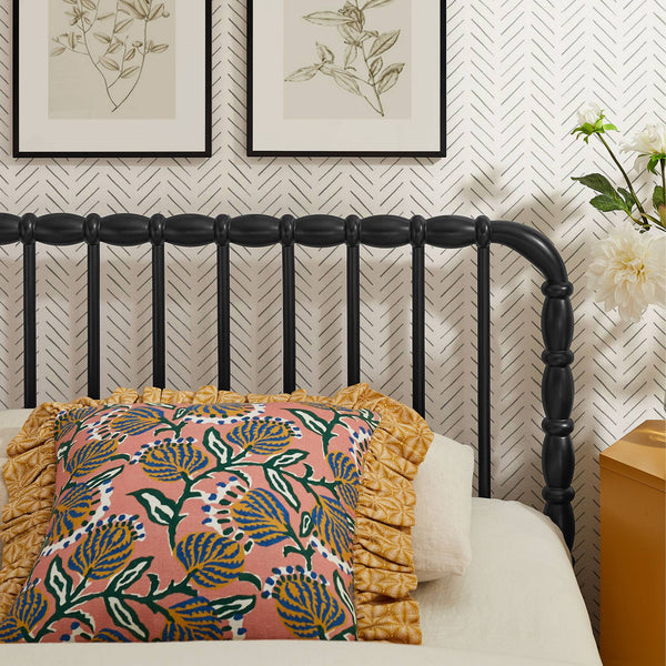 Modway Furniture Arlette Solid Rubberwood Spindle Twin Bed Turned Posts Cottage Farmhouse Bedroom Frame Black MOD-7359-BLK