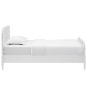 Modway Furniture Arlette Solid Rubberwood Spindle Twin Bed Turned Posts Cottage Farmhouse Bedroom Frame White MOD-7359-WHI