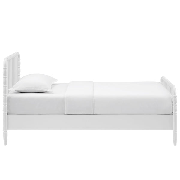 Modway Furniture Arlette Solid Rubberwood Spindle Twin Bed Turned Posts Cottage Farmhouse Bedroom Frame White MOD-7359-WHI