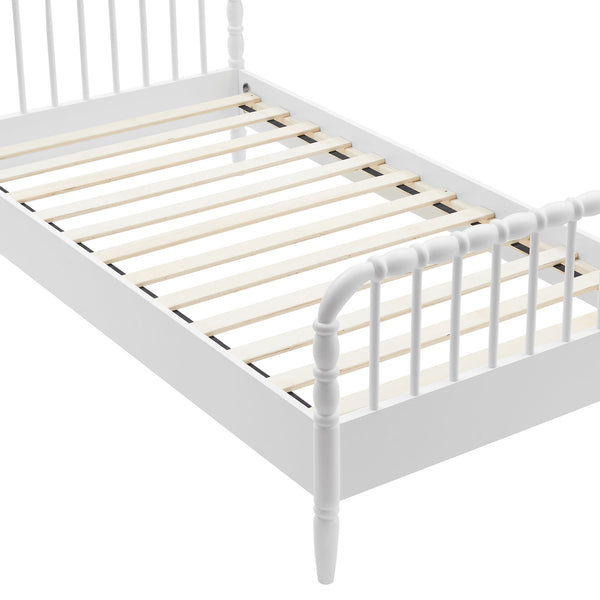 Modway Furniture Arlette Solid Rubberwood Spindle Twin Bed Turned Posts Cottage Farmhouse Bedroom Frame White MOD-7359-WHI