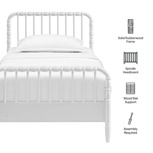 Modway Furniture Arlette Solid Rubberwood Spindle Twin Bed Turned Posts Cottage Farmhouse Bedroom Frame White MOD-7359-WHI