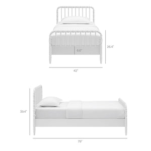 Modway Furniture Arlette Solid Rubberwood Spindle Twin Bed Turned Posts Cottage Farmhouse Bedroom Frame White MOD-7359-WHI