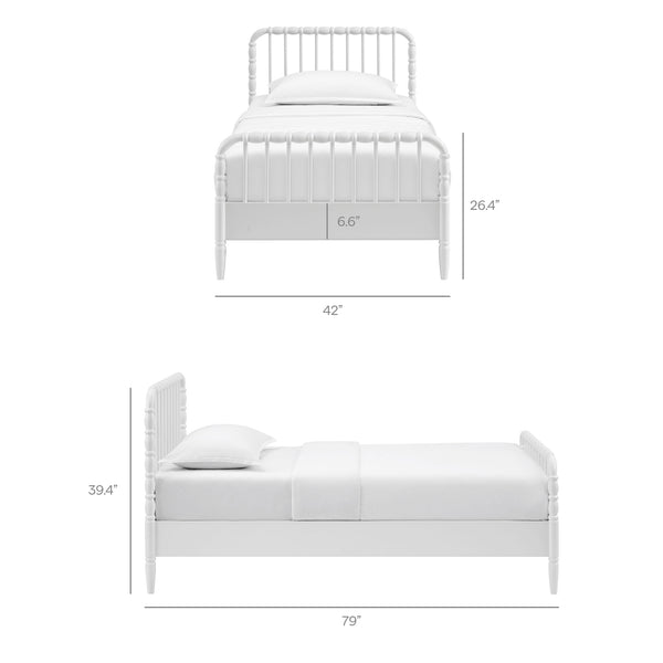 Modway Furniture Arlette Solid Rubberwood Spindle Twin Bed Turned Posts Cottage Farmhouse Bedroom Frame White MOD-7359-WHI