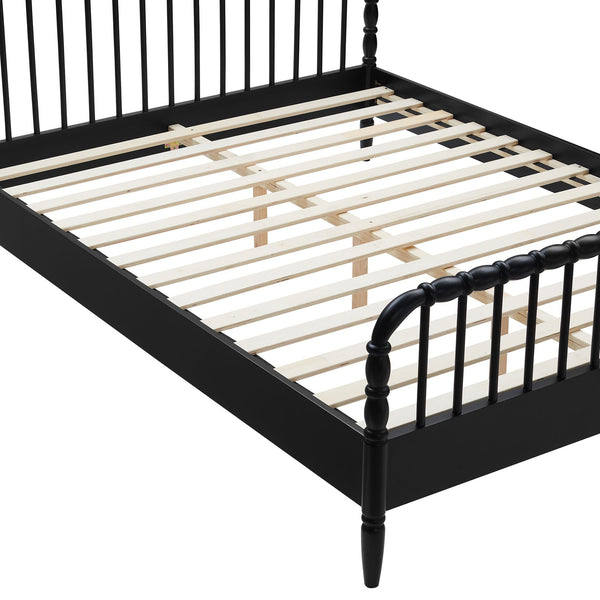 Modway Furniture Arlette Solid Rubberwood Spindle Full Bed Vintage Cottage Style with Matching Footboard Black MOD-7360-BLK