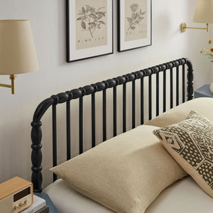 Modway Furniture Arlette Solid Rubberwood Spindle Full Bed Vintage Cottage Style with Matching Footboard Black MOD-7360-BLK
