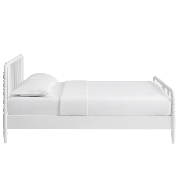 Modway Furniture Arlette Solid Rubberwood Spindle Full Bed Vintage Cottage Style with Matching Footboard White MOD-7360-WHI