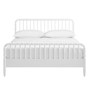 Modway Furniture Arlette Solid Rubberwood Spindle Full Bed Vintage Cottage Style with Matching Footboard White MOD-7360-WHI
