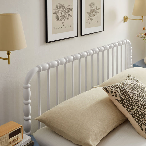Modway Furniture Arlette Solid Rubberwood Spindle Full Bed Vintage Cottage Style with Matching Footboard White MOD-7360-WHI