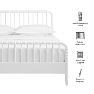 Modway Furniture Arlette Solid Rubberwood Spindle Full Bed Vintage Cottage Style with Matching Footboard White MOD-7360-WHI