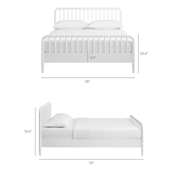Modway Furniture Arlette Solid Rubberwood Spindle Full Bed Vintage Cottage Style with Matching Footboard White MOD-7360-WHI