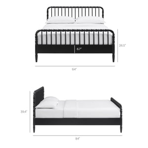 Modway Furniture Arlette Solid Rubberwood Spindle Queen Bed Farmhouse Cottage Bedroom Frame Black MOD-7361-BLK