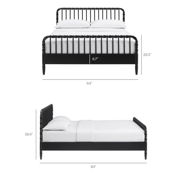 Modway Furniture Arlette Solid Rubberwood Spindle Queen Bed Farmhouse Cottage Bedroom Frame Black MOD-7361-BLK