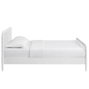 Modway Furniture Arlette Solid Rubberwood Spindle Queen Bed Farmhouse Cottage Bedroom Frame White MOD-7361-WHI