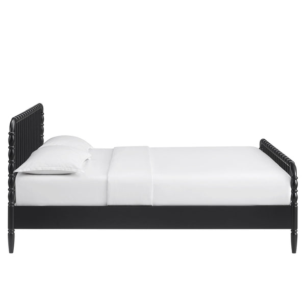 Modway Furniture Arlette Solid Rubberwood Spindle King Bed Farmhouse Turned Post Frame for Primary Suites Black MOD-7362-BLK