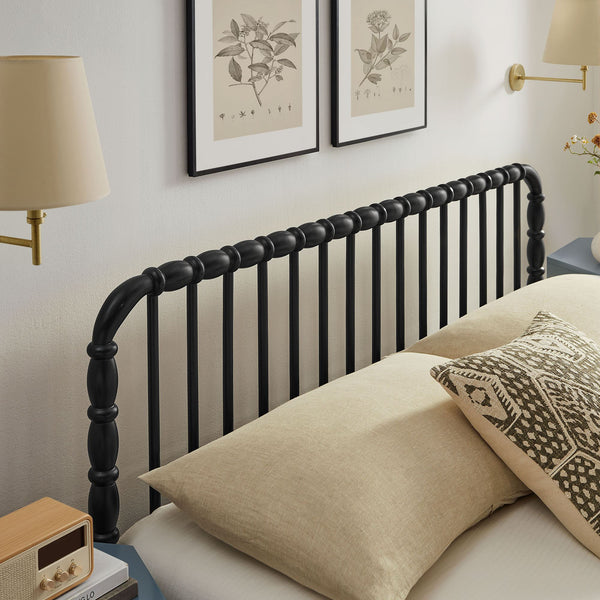 Modway Furniture Arlette Solid Rubberwood Spindle King Bed Farmhouse Turned Post Frame for Primary Suites Black MOD-7362-BLK