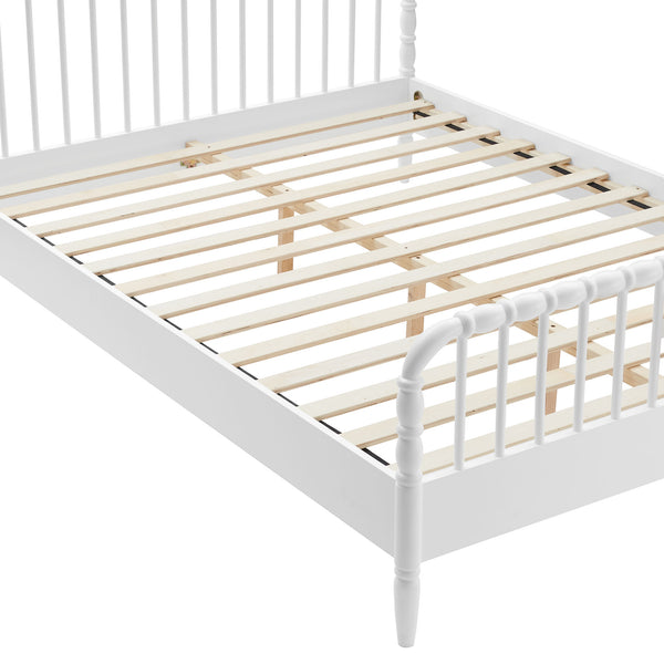 Modway Furniture Arlette Solid Rubberwood Spindle King Bed Farmhouse Turned Post Frame for Primary Suites White MOD-7362-WHI