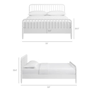 Modway Furniture Arlette Solid Rubberwood Spindle King Bed Farmhouse Turned Post Frame for Primary Suites White MOD-7362-WHI