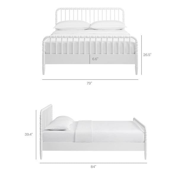Modway Furniture Arlette Solid Rubberwood Spindle King Bed Farmhouse Turned Post Frame for Primary Suites White MOD-7362-WHI
