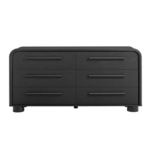 Modway Furniture Bellamy Six Drawer Curved Dresser Mid Century Modern Sculptural Bedroom Storage Piece Black MOD-7379-BLK