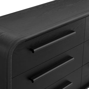 Modway Furniture Bellamy Six Drawer Curved Dresser Mid Century Modern Sculptural Bedroom Storage Piece Black MOD-7379-BLK