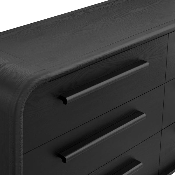 Modway Furniture Bellamy Six Drawer Curved Dresser Mid Century Modern Sculptural Bedroom Storage Piece Black MOD-7379-BLK