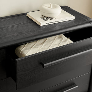 Modway Furniture Bellamy Six Drawer Curved Dresser Mid Century Modern Sculptural Bedroom Storage Piece Black MOD-7379-BLK