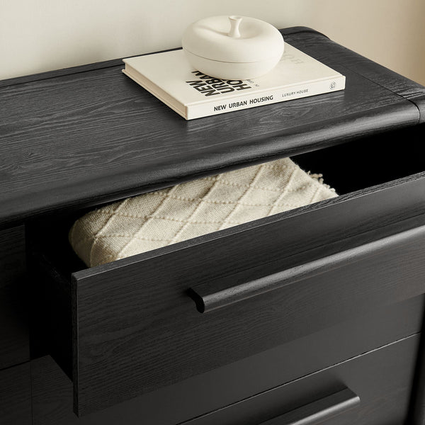 Modway Furniture Bellamy Six Drawer Curved Dresser Mid Century Modern Sculptural Bedroom Storage Piece Black MOD-7379-BLK