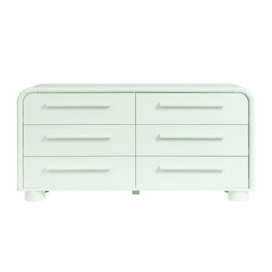 Modway Furniture Bellamy Six Drawer Curved Dresser Mid Century Modern Sculptural Bedroom Storage Piece Green MOD-7379-SAG
