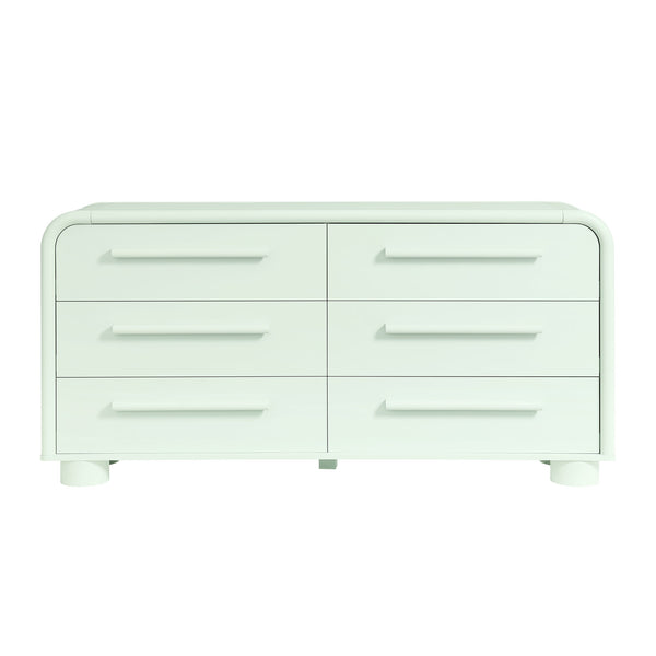 Modway Furniture Bellamy Six Drawer Curved Dresser Mid Century Modern Sculptural Bedroom Storage Piece Green MOD-7379-SAG
