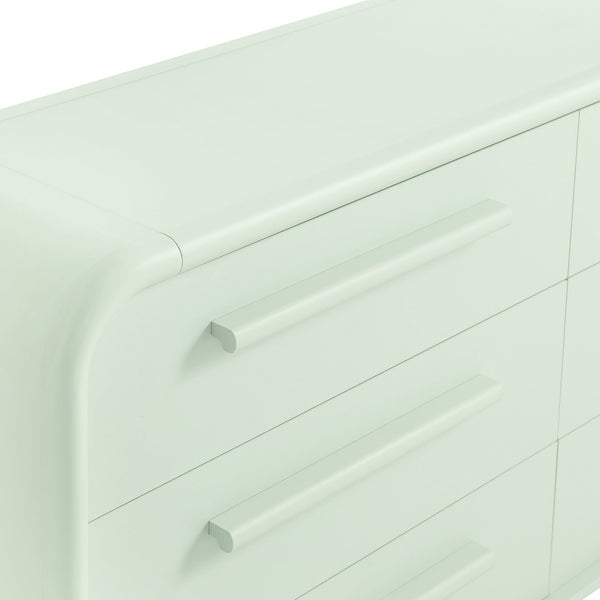 Modway Furniture Bellamy Six Drawer Curved Dresser Mid Century Modern Sculptural Bedroom Storage Piece Green MOD-7379-SAG