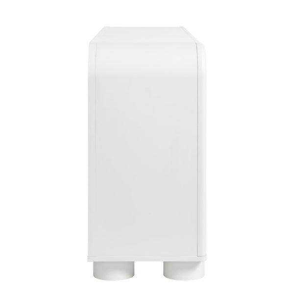 Modway Furniture Bellamy Six Drawer Curved Dresser Mid Century Modern Sculptural Bedroom Storage Piece White MOD-7379-WHI