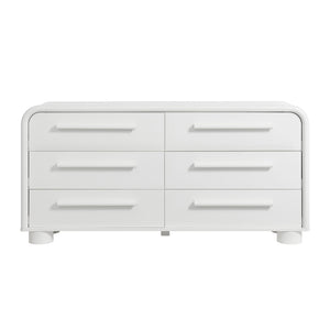 Modway Furniture Bellamy Six Drawer Curved Dresser Mid Century Modern Sculptural Bedroom Storage Piece White MOD-7379-WHI