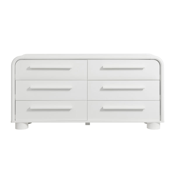 Modway Furniture Bellamy Six Drawer Curved Dresser Mid Century Modern Sculptural Bedroom Storage Piece White MOD-7379-WHI
