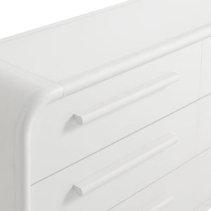 Modway Furniture Bellamy Six Drawer Curved Dresser Mid Century Modern Sculptural Bedroom Storage Piece White MOD-7379-WHI