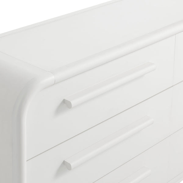 Modway Furniture Bellamy Six Drawer Curved Dresser Mid Century Modern Sculptural Bedroom Storage Piece White MOD-7379-WHI