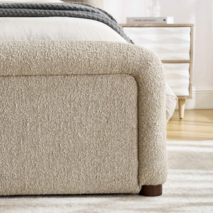 Modway Furniture Tasmin Queen Platform Bed Looped Weave Upholstered Frame with Rounded Headboard Brown MOD-7380-LIN