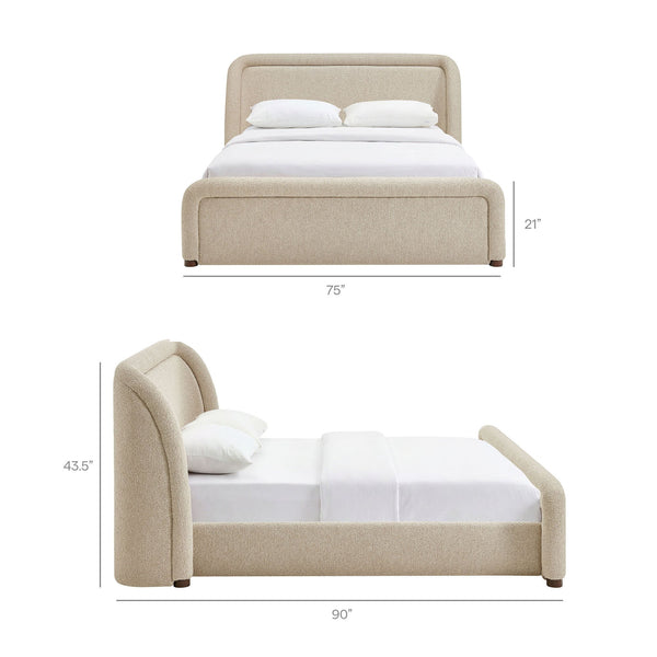 Modway Furniture Tasmin Queen Platform Bed Looped Weave Upholstered Frame with Rounded Headboard Brown MOD-7380-LIN
