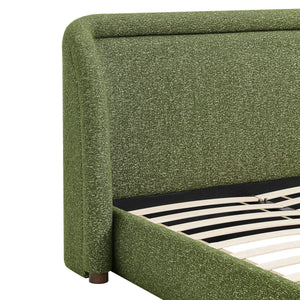 Modway Furniture Tasmin Queen Platform Bed Looped Weave Upholstered Frame with Rounded Headboard Green MOD-7380-OLI