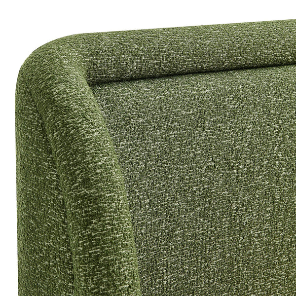 Modway Furniture Tasmin Queen Platform Bed Looped Weave Upholstered Frame with Rounded Headboard Green MOD-7380-OLI