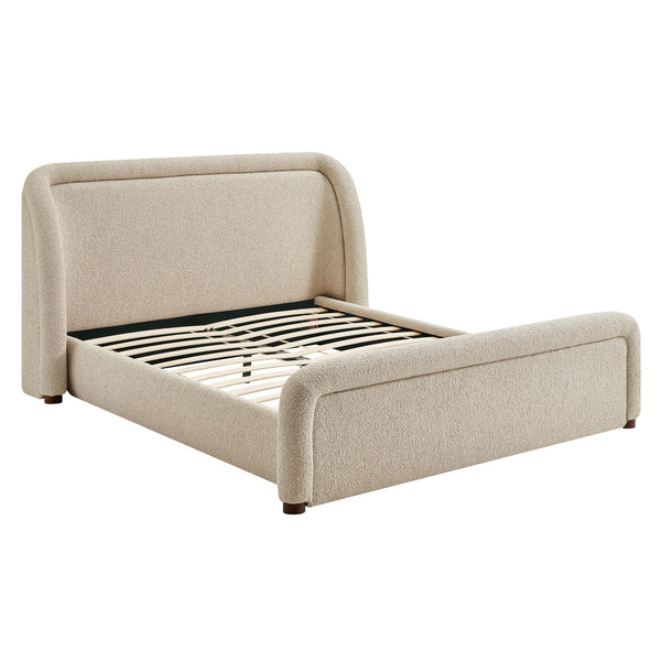 Modway Furniture Tasmin Modway King Platform Bed Looped Weave Upholstered Rounded Headboard Modern Brown MOD-7381-LIN