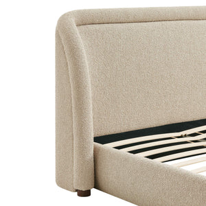 Modway Furniture Tasmin Modway King Platform Bed Looped Weave Upholstered Rounded Headboard Modern Brown MOD-7381-LIN