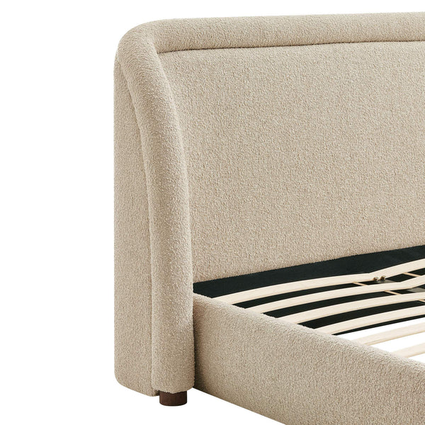 Modway Furniture Tasmin Modway King Platform Bed Looped Weave Upholstered Rounded Headboard Modern Brown MOD-7381-LIN