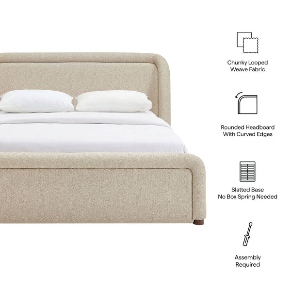 Modway Furniture Tasmin Modway King Platform Bed Looped Weave Upholstered Rounded Headboard Modern Brown MOD-7381-LIN