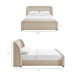 Modway Furniture Tasmin Modway King Platform Bed Looped Weave Upholstered Rounded Headboard Modern Brown MOD-7381-LIN