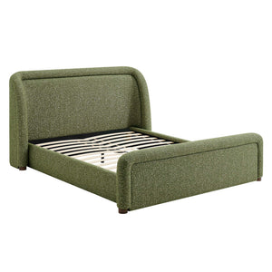 Modway Furniture Tasmin Modway King Platform Bed Looped Weave Upholstered Rounded Headboard Modern Green MOD-7381-OLI