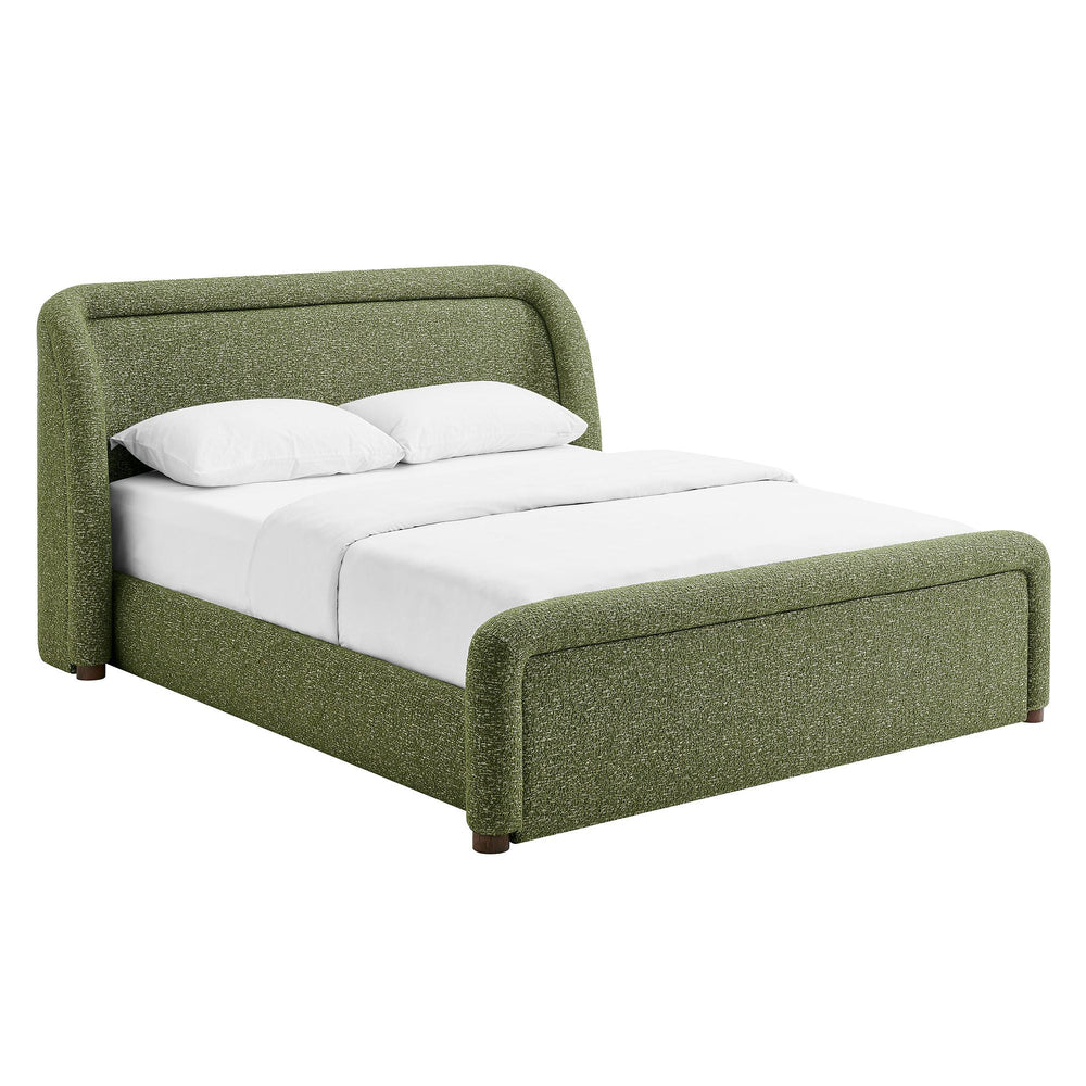 Modway Furniture Tasmin Modway King Platform Bed Looped Weave Upholstered Rounded Headboard Modern Green MOD-7381-OLI