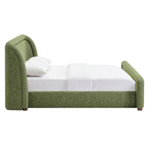 Modway Furniture Tasmin Modway King Platform Bed Looped Weave Upholstered Rounded Headboard Modern Green MOD-7381-OLI