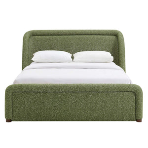 Modway Furniture Tasmin Modway King Platform Bed Looped Weave Upholstered Rounded Headboard Modern Green MOD-7381-OLI