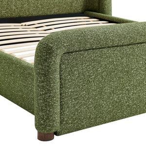 Modway Furniture Tasmin Modway King Platform Bed Looped Weave Upholstered Rounded Headboard Modern Green MOD-7381-OLI